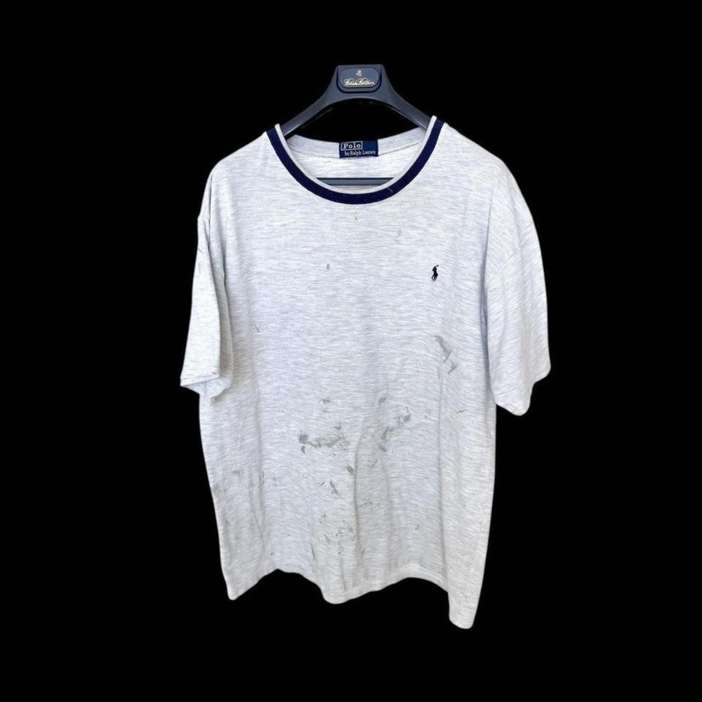 Vintage 90's POLO Ralph Lauren Ringer Thrashed‎ T-Shirt L/XL USA Grey